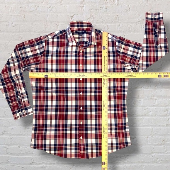 Mizzen+Main Leeward Antimicrobial Dress Shirt Men’s L Dark Red Plaid Performance - Picture 8 of 12